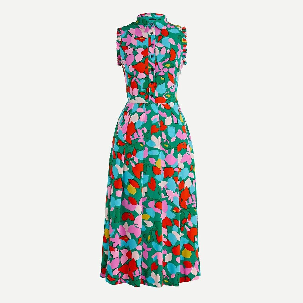 J. Crew Pleated Shirtdress Confetti Floral Dress